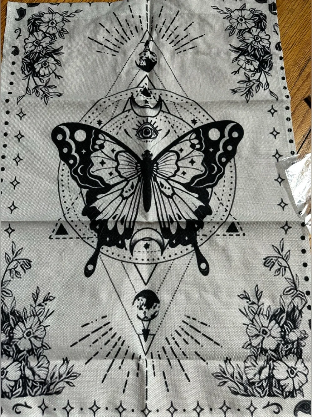 Butterfly celestial fringe Tapestry with Wooden Dowels and Connector
